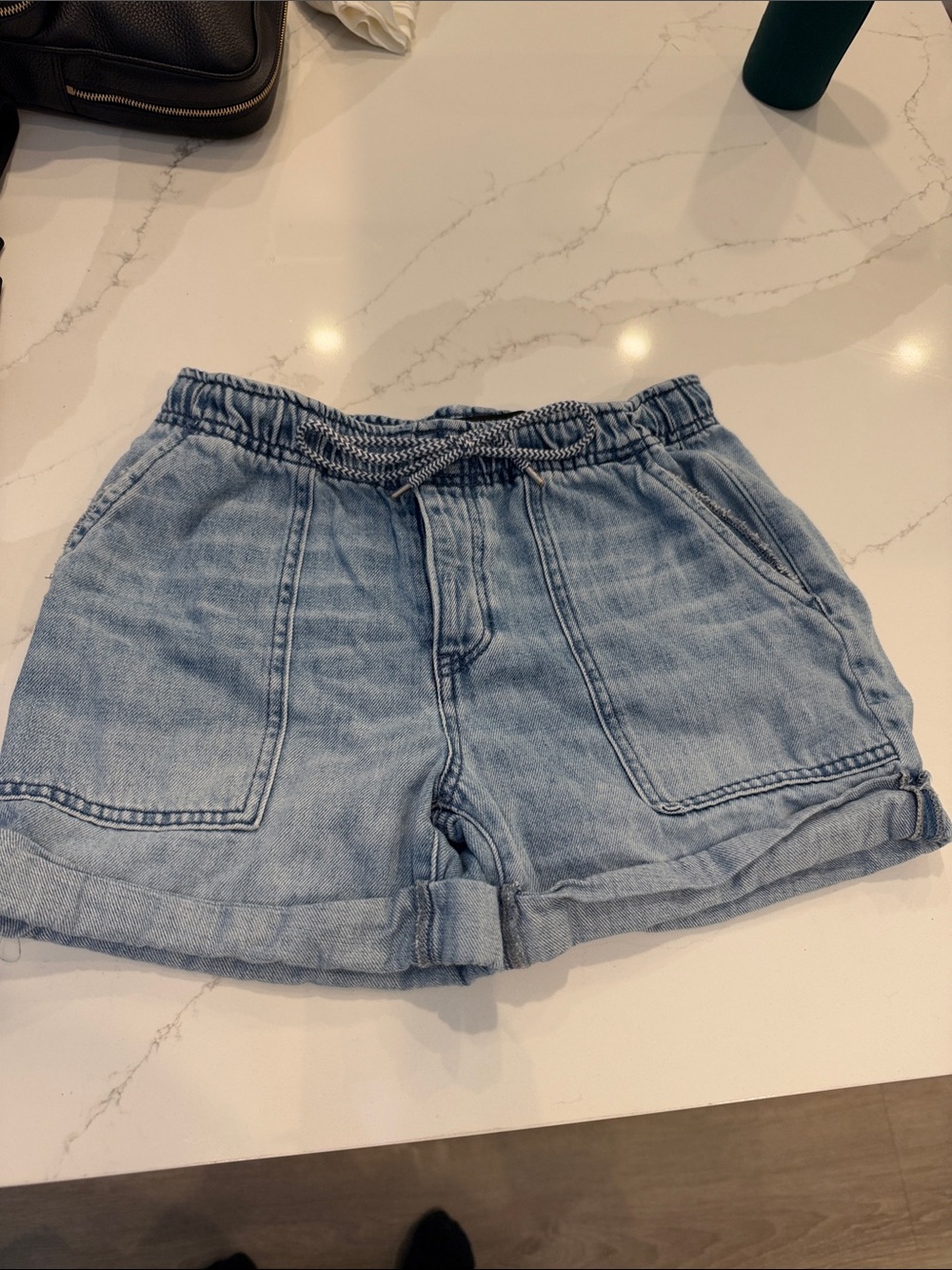 Liverpool Light Wash Denim Drawstring Shorts